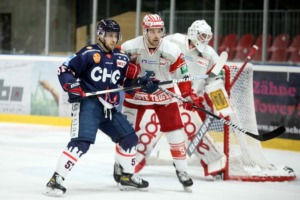 Doe Cracks des EC Bad Nauheim sind zum zweiten Mal in dieser Saison zu Gast in der CHG Arena. Bild: Kim Enderle