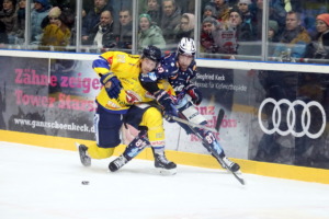 87 Fabian Dietz (Ravensburg Towerstars) 23 Lane Scheidl  (Lausitzer Füchse)