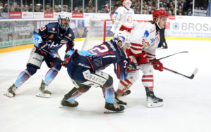 89 Lukas Muehlbauer, 32 Ralf Rollinger (Ravensburg Towerstars) 22 Tobias Echtler (EV Landshut)
